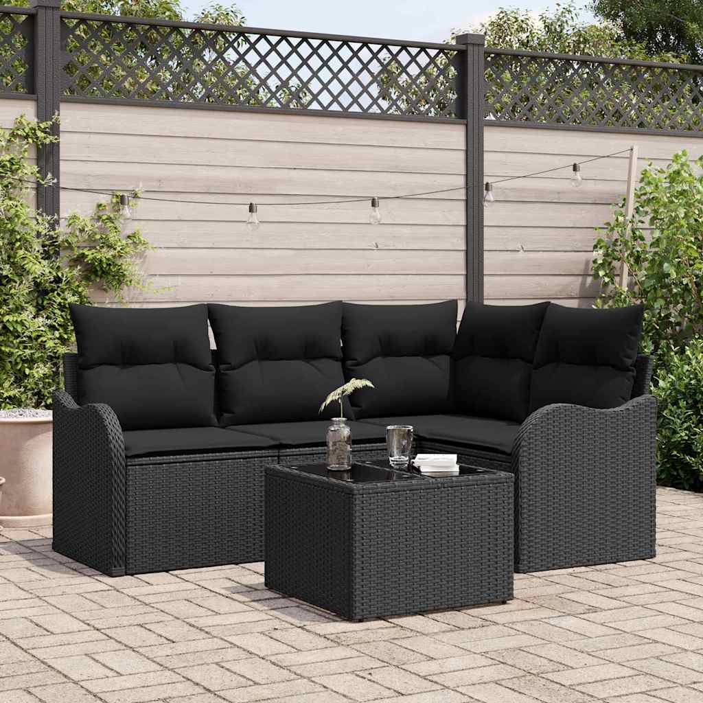 vidaXL Conjunto de sofá de jardín 5 uds. Beige ratán sintético