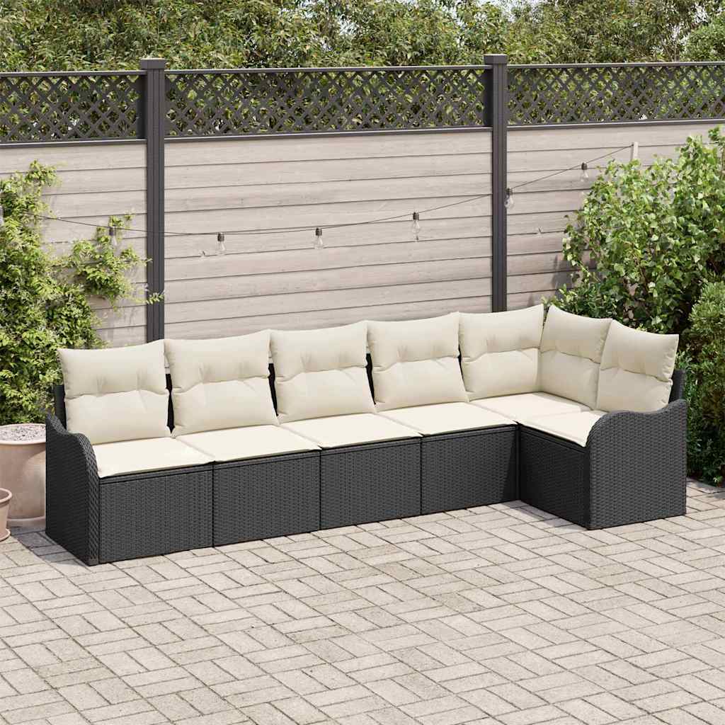 vidaXL Conjunto de sofá de jardín 6 uds. Negro ratán sintético