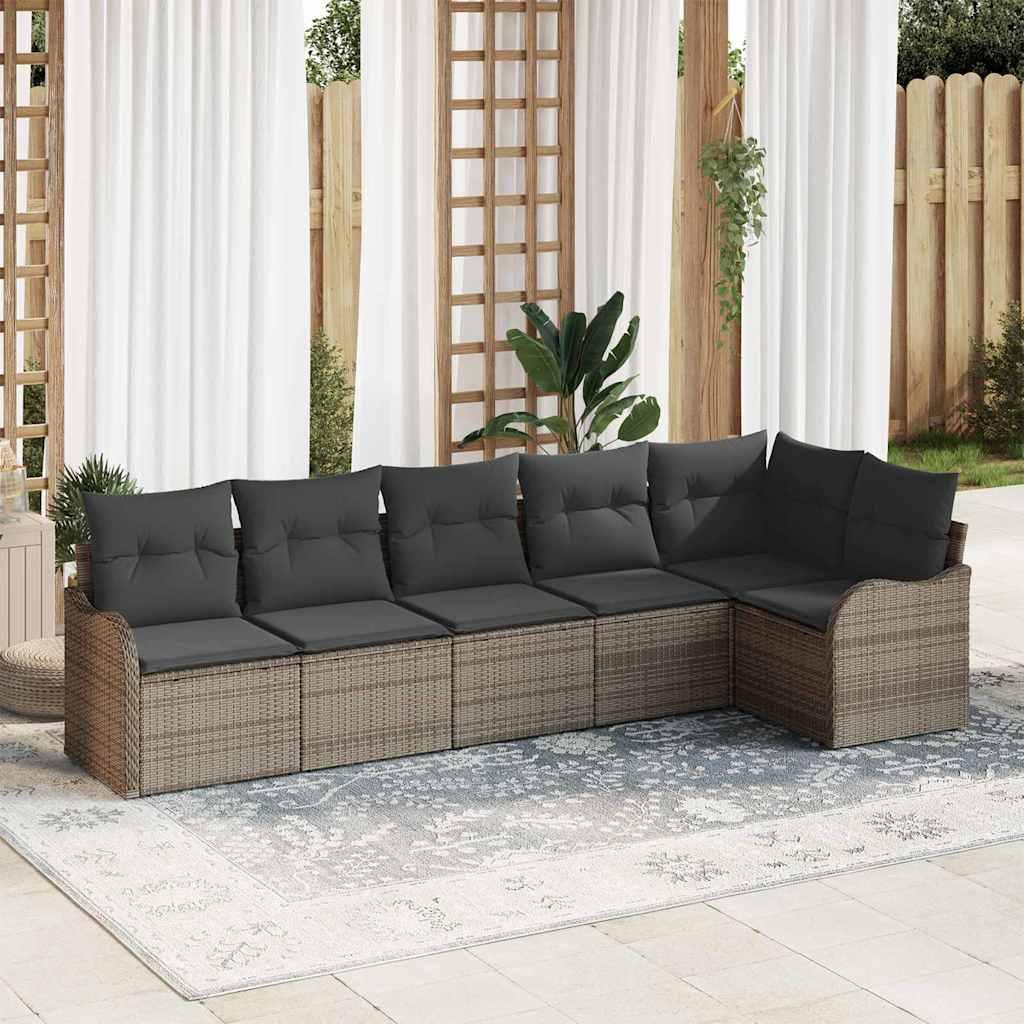 vidaXL Conjunto de sofá de jardín 6 uds. Gris ratán sintético