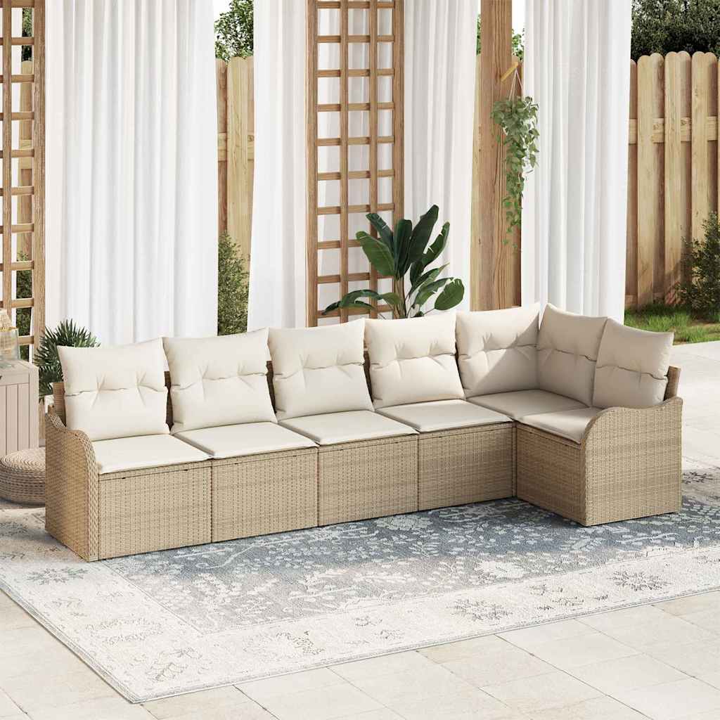 vidaXL Conjunto de sofá de jardín 6 uds. Beige ratán sintético