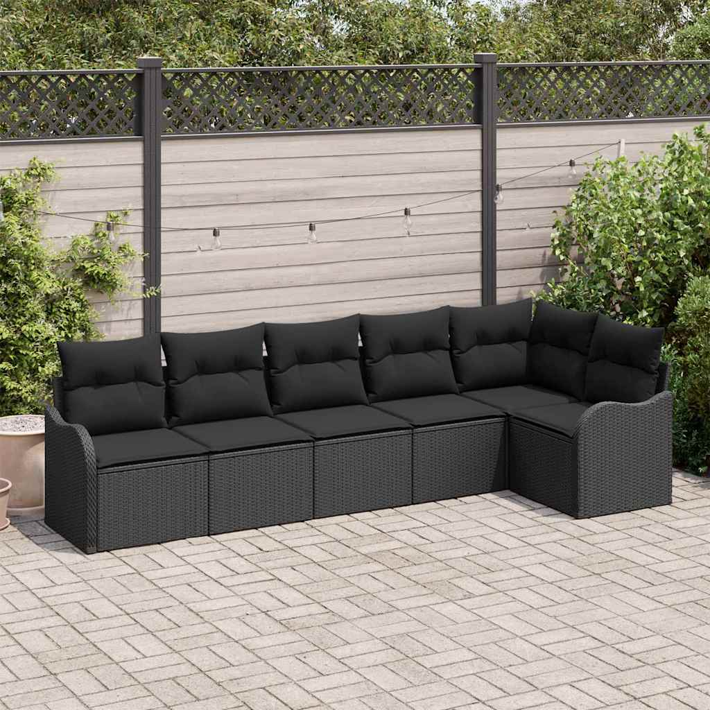 vidaXL Conjunto de sofá de jardín 6 uds. Negro ratán sintético