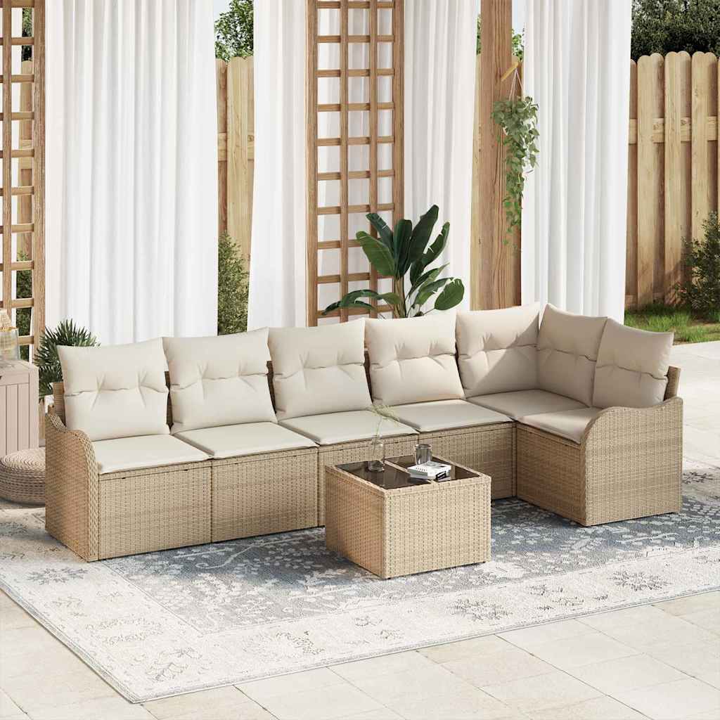 vidaXL Conjunto de sofá de jardín 7 uds. Marrón ratán sintético