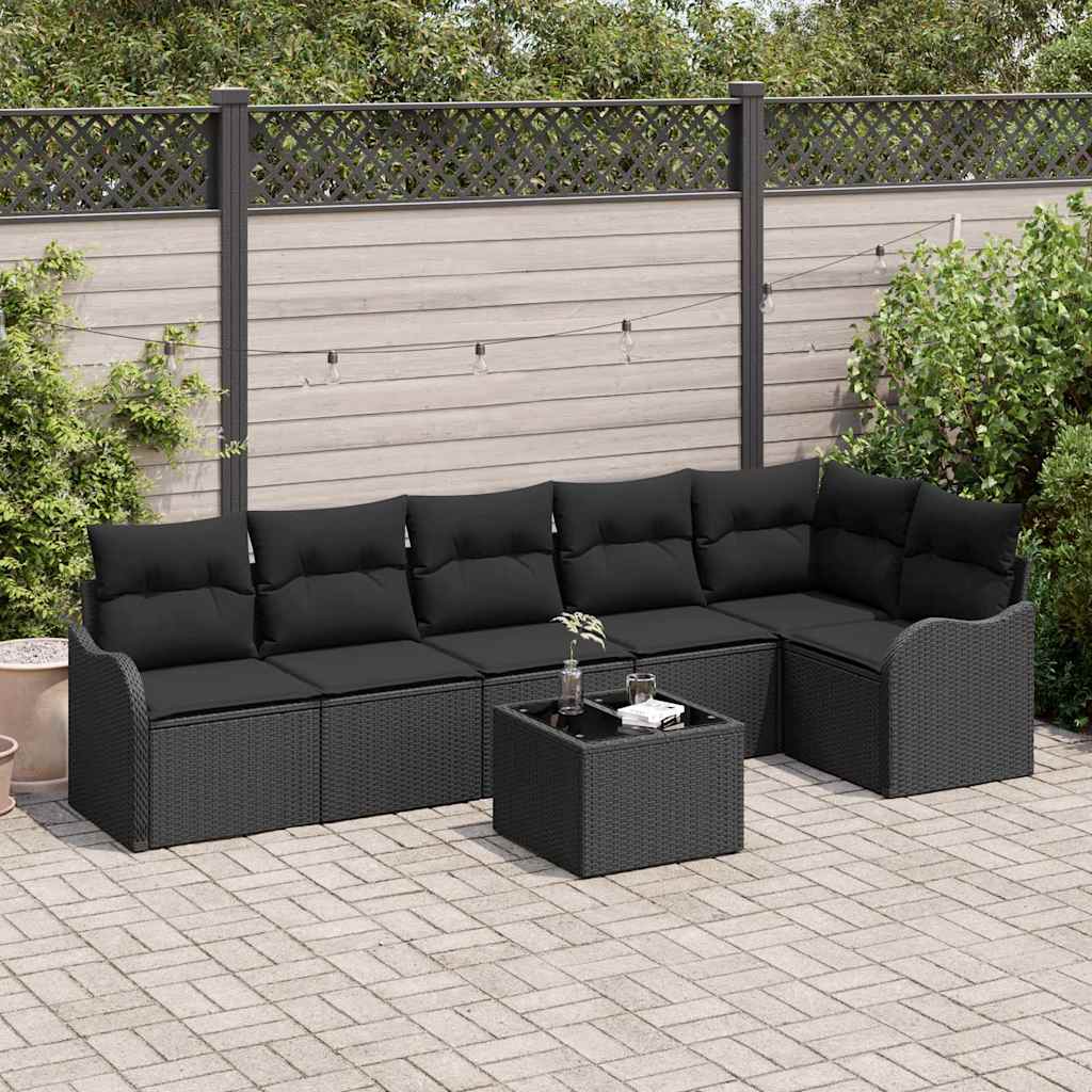 vidaXL Conjunto de sofá de jardín 7 uds. Beige ratán sintético