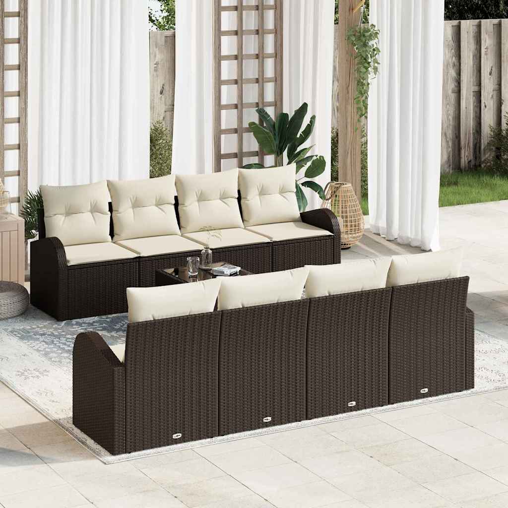 vidaXL Conjunto de sofá de jardín 9 uds. 8-Número de plazas