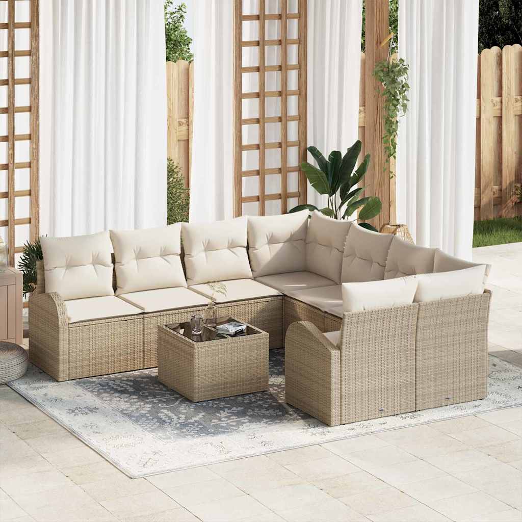 vidaXL Juego de Sofá 9 uds. 8-Número de plazas Beige y Crema