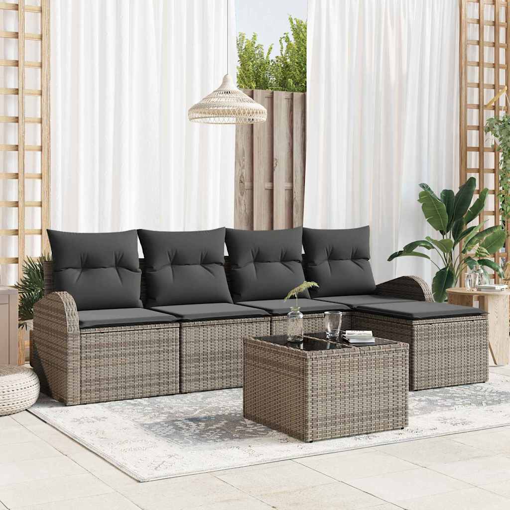 vidaXL Juego de Sofá 6 uds. Gris ratán sintético