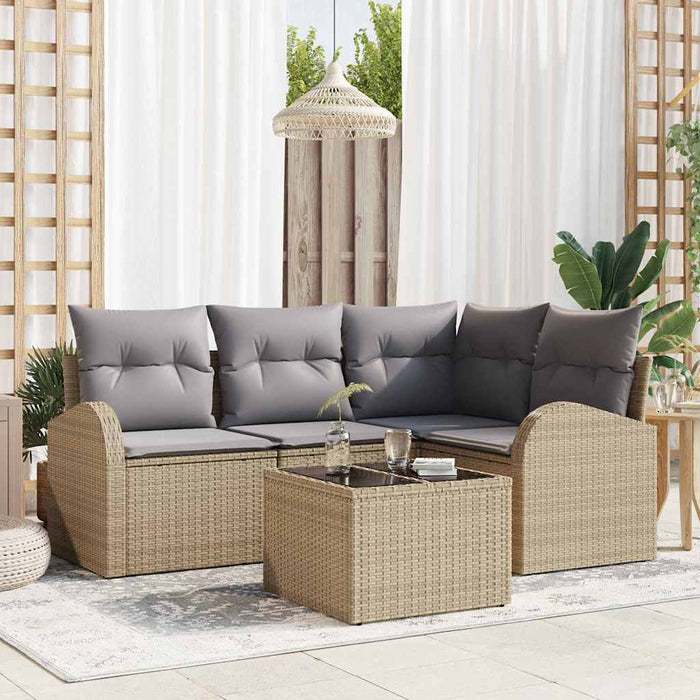vidaXL Conjunto de sofás de jardín 5 uds. Beige y gris claro