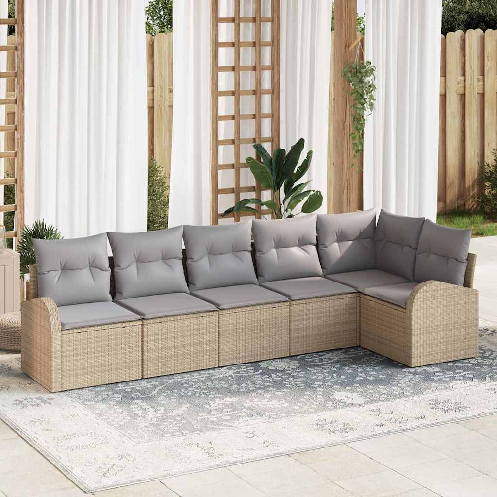 vidaXL Conjunto de sofás de jardín 6 uds. Beige y Gris Claro