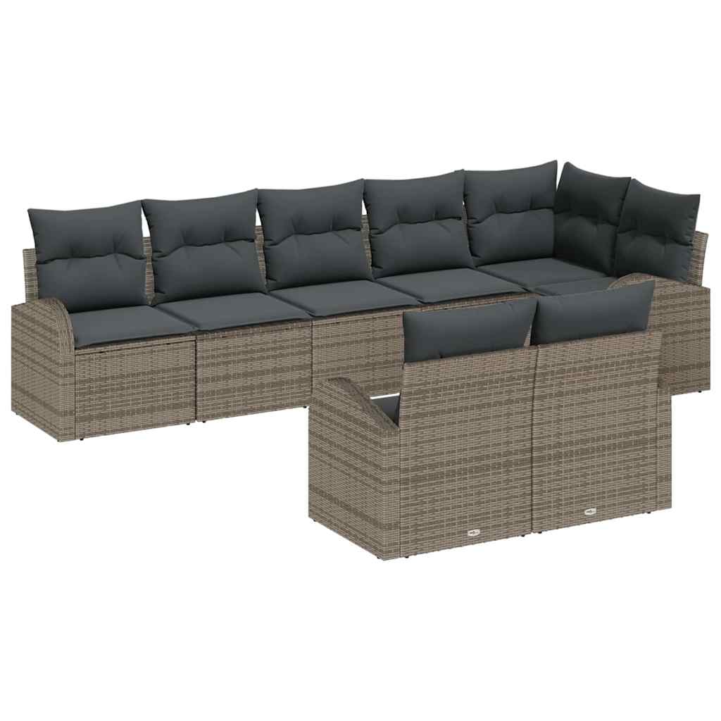 vidaXL Conjunto de sofás de jardín 8 uds. Gris ratán sintético