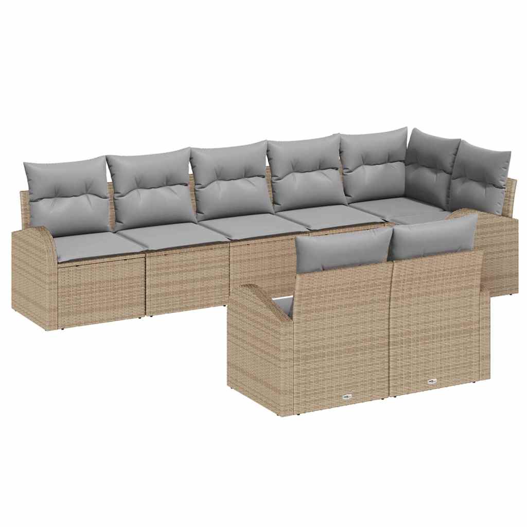 vidaXL Conjunto de sofás de jardín 8 uds. Beige y Gris Claro