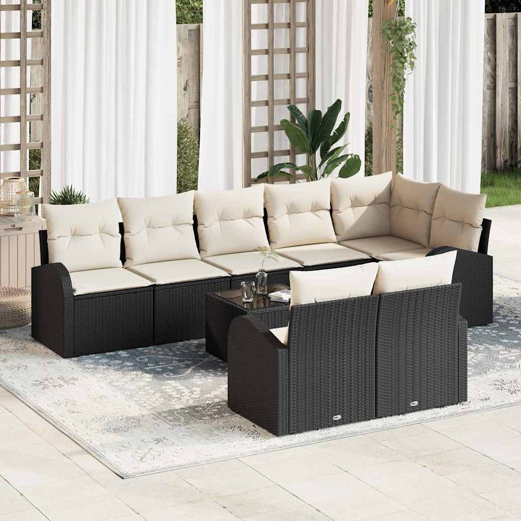 vidaXL Conjunto de sofás de jardín 9 uds. Negro y ratán sintético