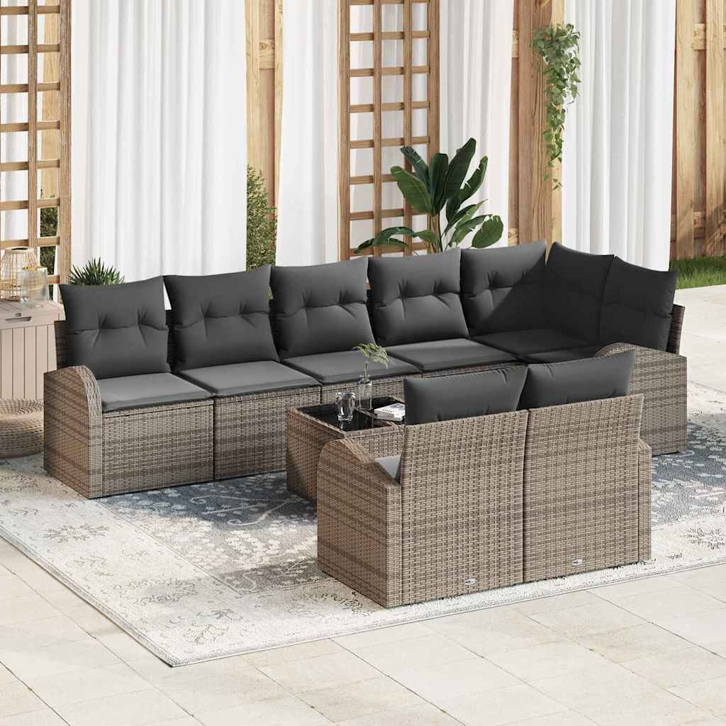vidaXL Conjunto de sofás de jardín 9 uds. Gris ratán sintético