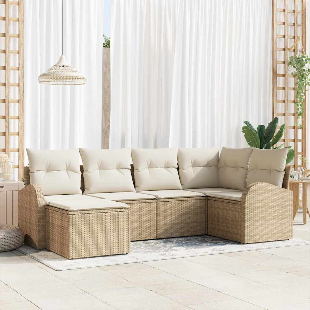 vidaXL Juego de Sofá 6 uds. Beige y ratán sintético