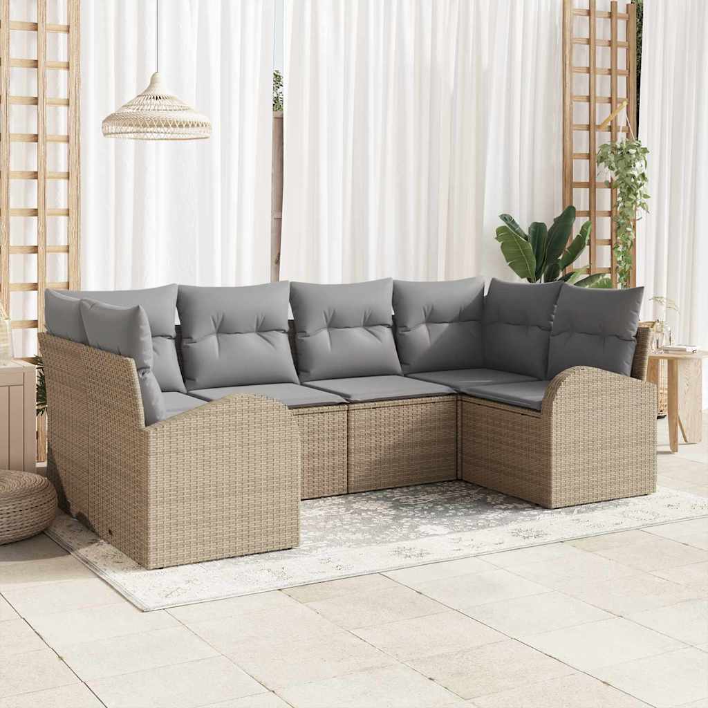 vidaXL Conjunto de sofás de jardín 6 uds. Beige y Gris Claro