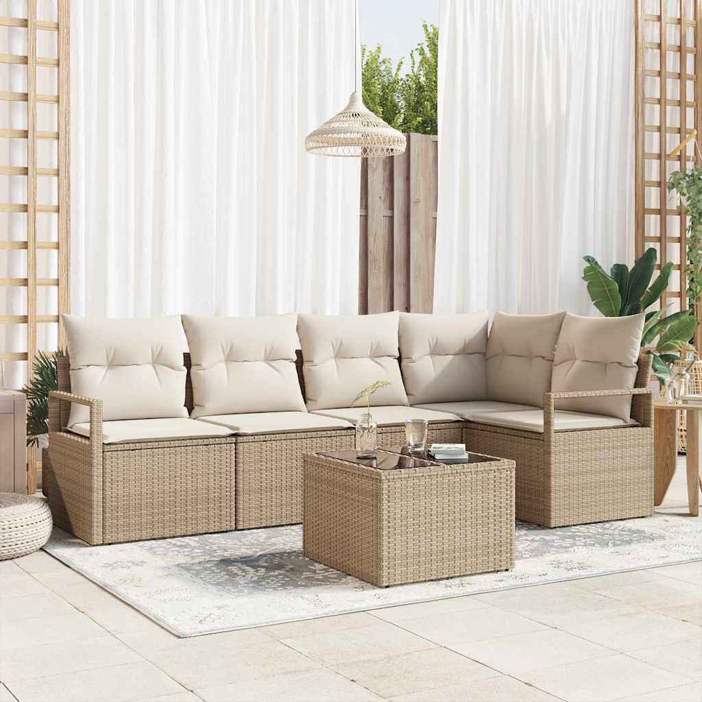 vidaXL Conjunto de sofás de jardín 6 uds. Beige y Crema
