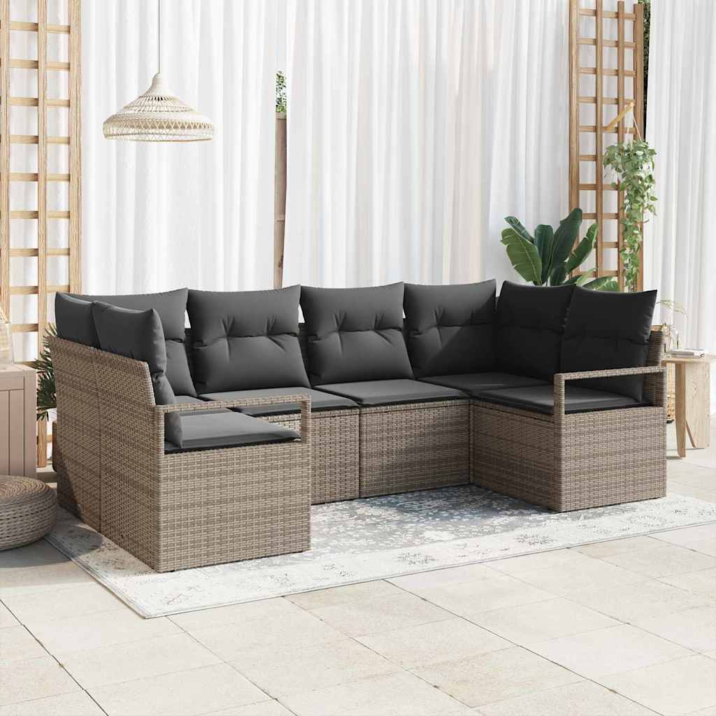 vidaXL Conjunto de sofás de jardín 6 uds. Gris ratán sintético
