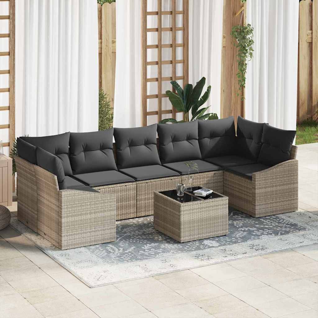 vidaXL Juego de Sofá 8 uds. Gris Claro y Gris Oscuro ratán sintético