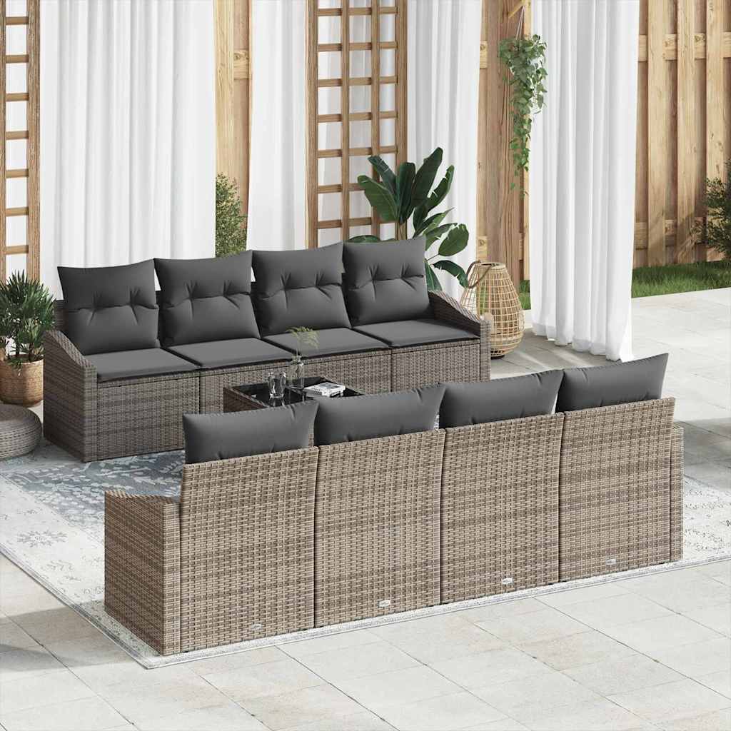 vidaXL Juego de Sofá 7 uds. Gris ratán sintético