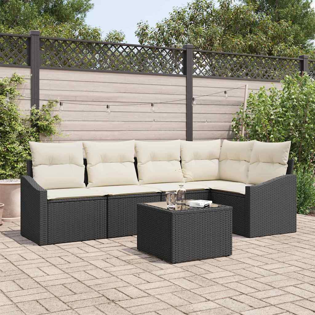 vidaXL Conjunto de sofás de jardín 6 uds. Marrón y crema
