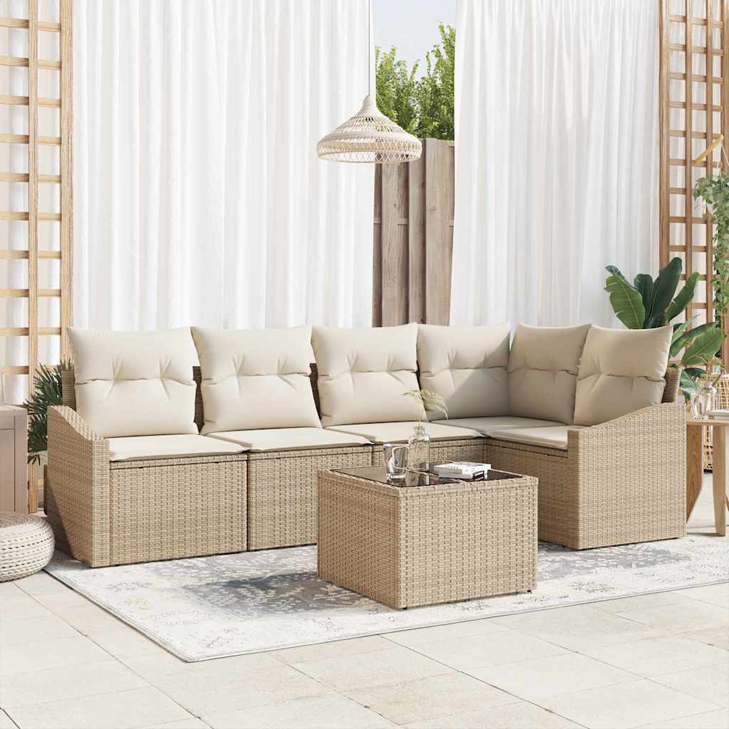 vidaXL Conjunto de sofás de jardín 6 uds. Beige y Crema