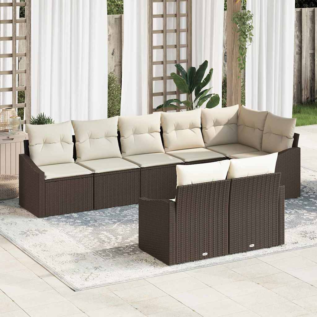 vidaXL Conjunto de sofás de jardín 8 uds. Marrón y ratán sintético