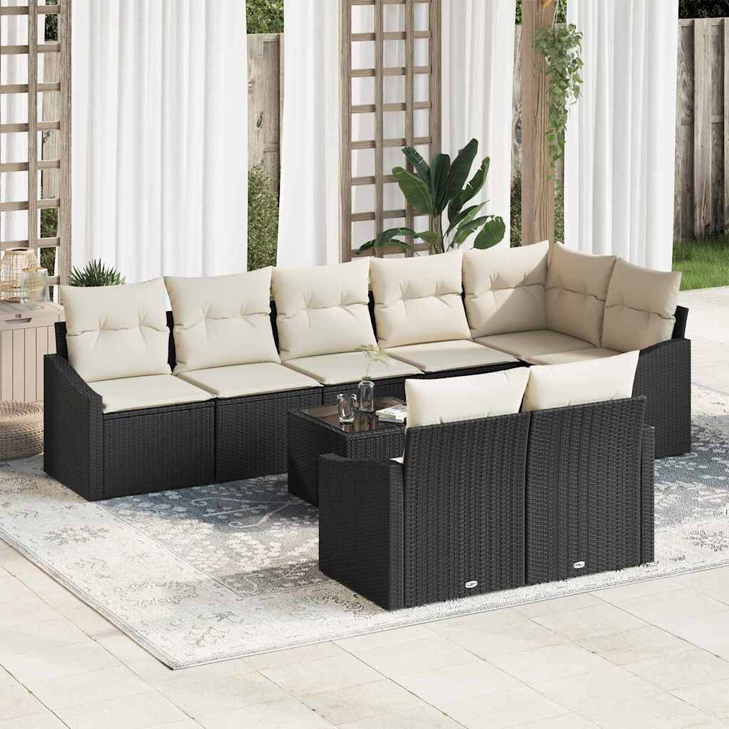 vidaXL Conjunto de sofás de jardín 9 uds. Marrón y crema