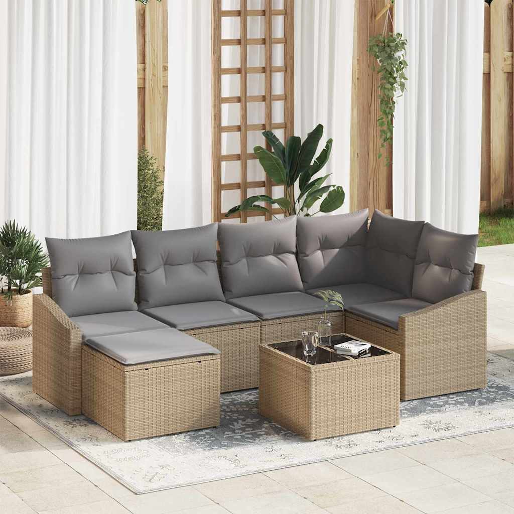 vidaXL Conjunto de Comedor de Jardín 7 uds. Beige y Gris Claro