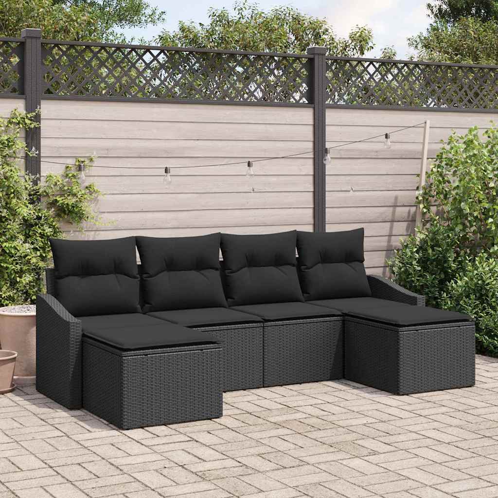 vidaXL Conjunto de Comedor de Jardín 6 uds. Negro ratán sintético