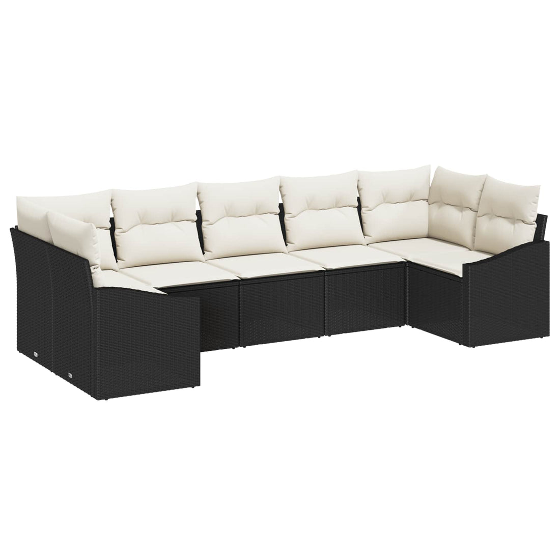 vidaXL Conjunto de sofás de jardín 7 uds. Negro y crema