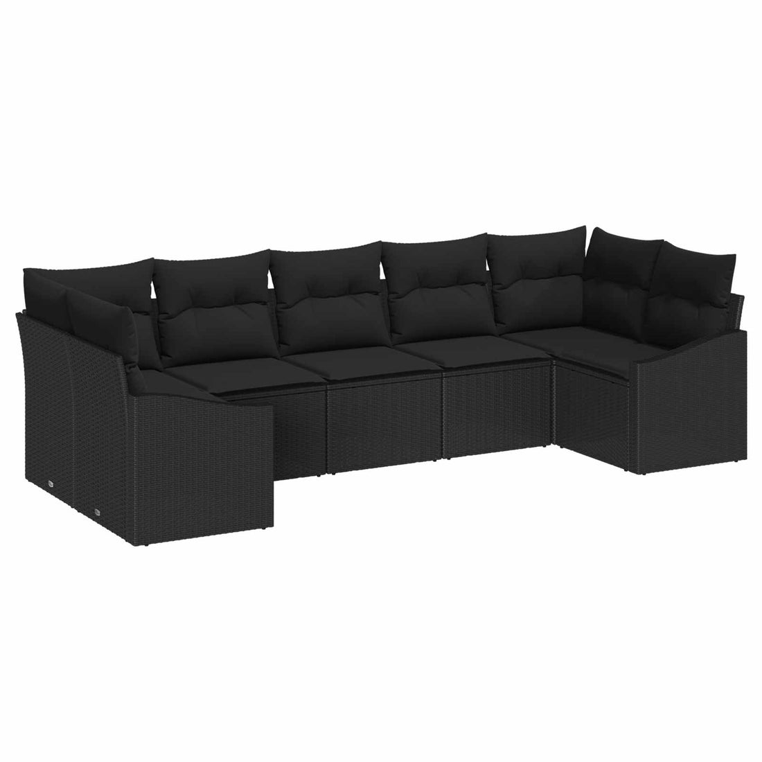 vidaXL Conjunto de sofás de jardín 7 uds. Negro ratán sintético