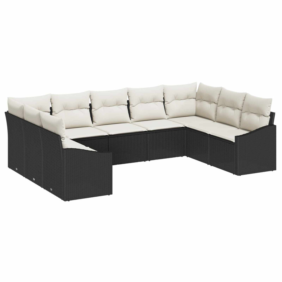 vidaXL Conjunto de sofás de jardín 9 uds. Negro y crema