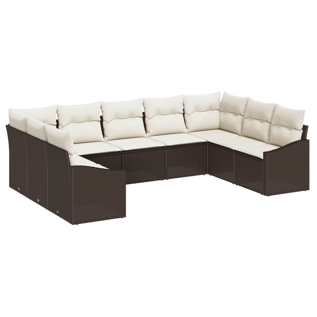 vidaXL Conjunto de sofás de jardín 9 uds. Marrón y crema