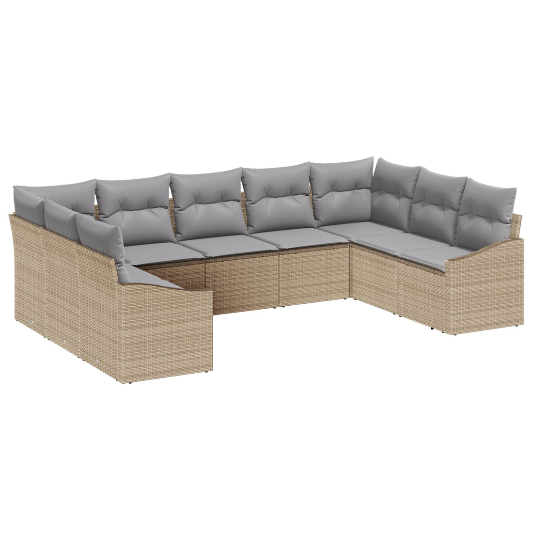 vidaXL Conjunto de sofás de jardín 9 uds. Beige y Gris Claro