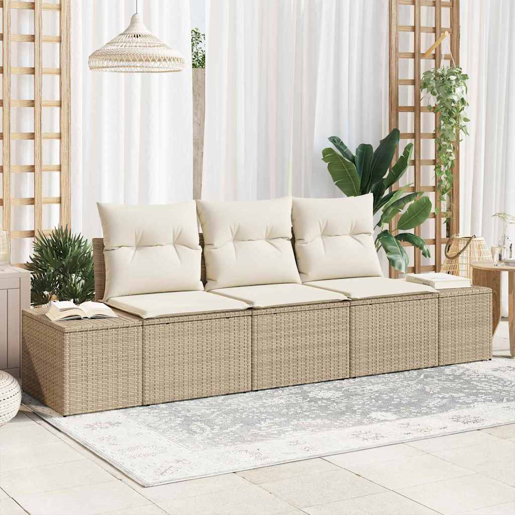 vidaXL Conjunto de sofás de jardín 3 uds. Beige y Crema