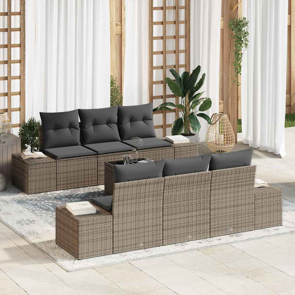 vidaXL Conjunto de sofá de jardín 8 uds. Gris ratán sintético