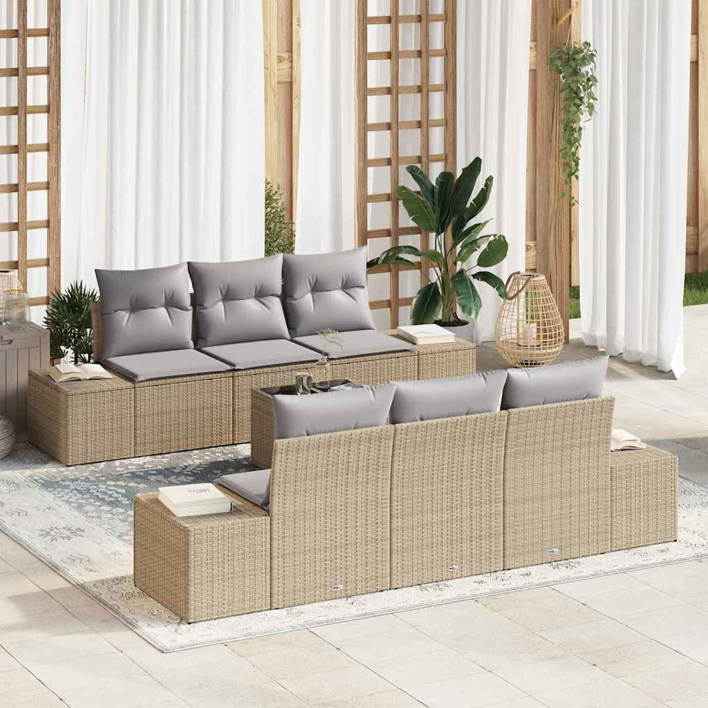 vidaXL Conjunto de sofá de jardín 8 uds. Beige y gris ratán sintético