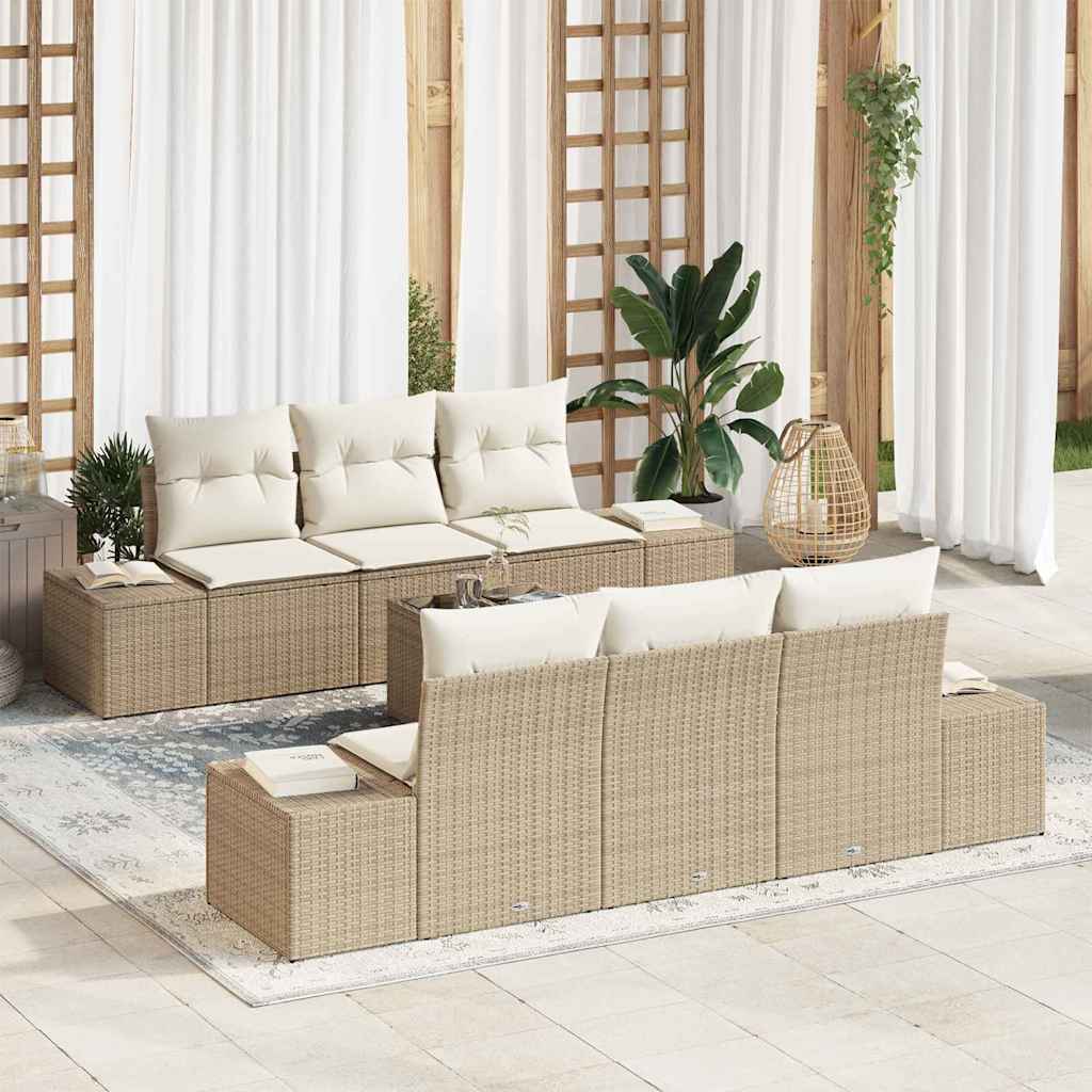 vidaXL Conjunto de sofá de jardín 8 uds. Beige y Crema ratán sintético