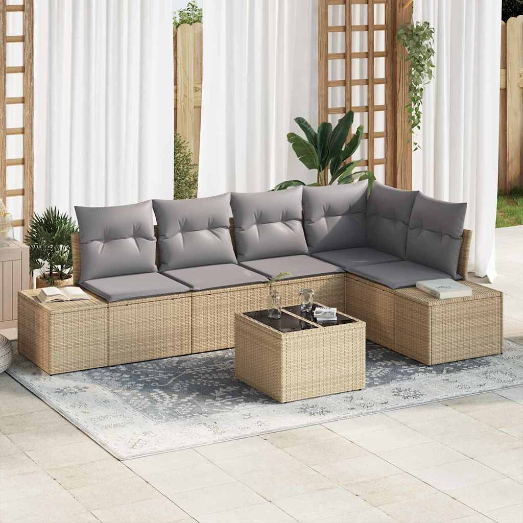 vidaXL Conjunto de sofás de jardín Beige y Gris Claro ratán sintético