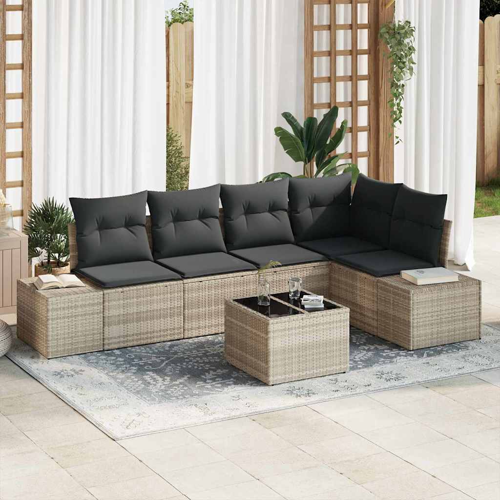 vidaXL Conjunto de sofás de jardín Gris Claro ratán sintético