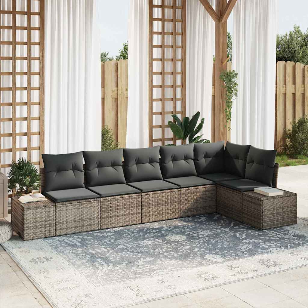 vidaXL Conjunto de sofás de jardín 6 uds. Gris ratán sintético
