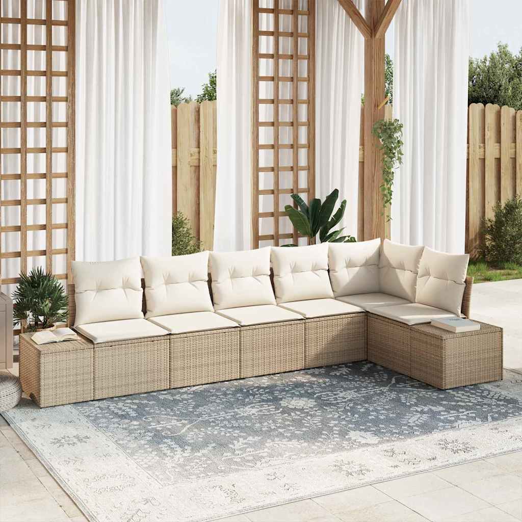 vidaXL Conjunto de sofás de jardín 6 uds. Beige y Crema