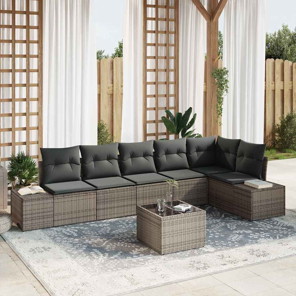 vidaXL Conjunto de sofás de jardín Gris Claro ratán sintético