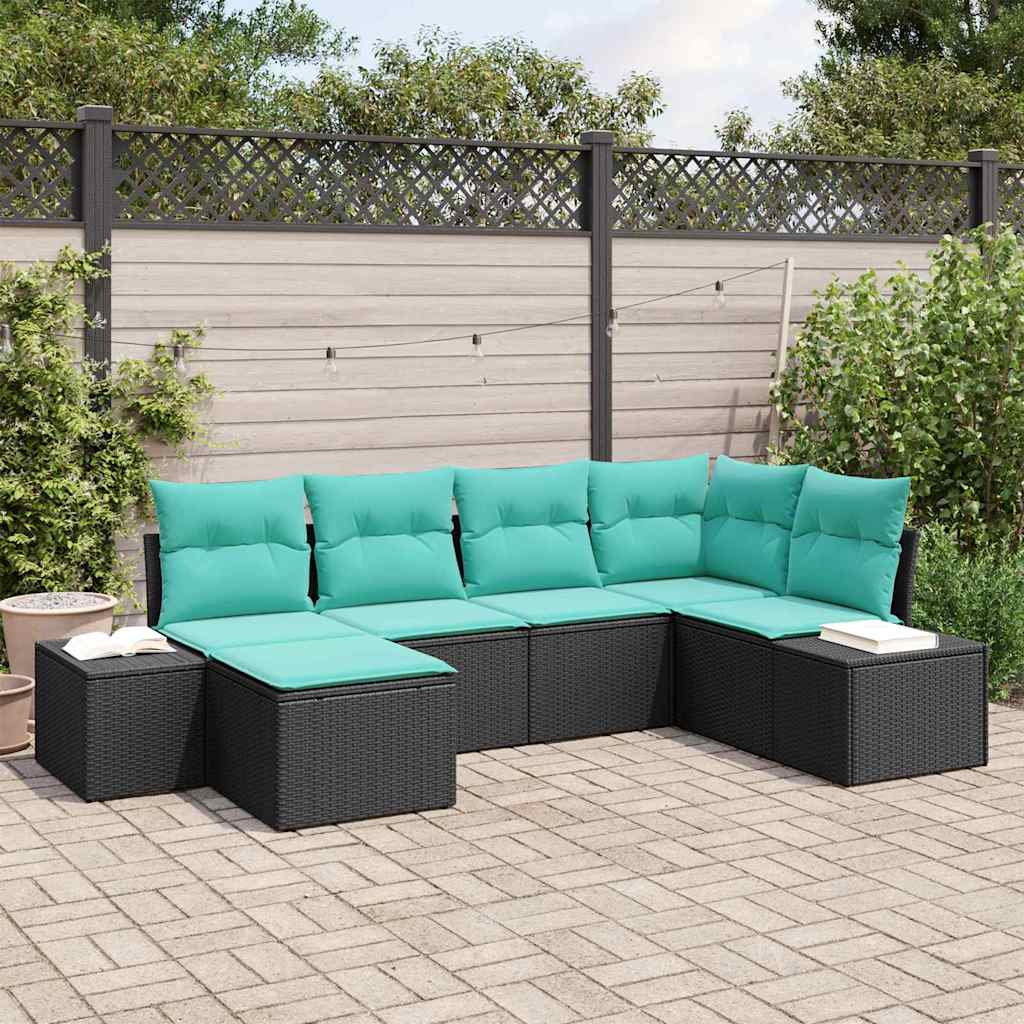 vidaXL Conjunto de sofá de jardín 6 uds. Negro y Turquesa