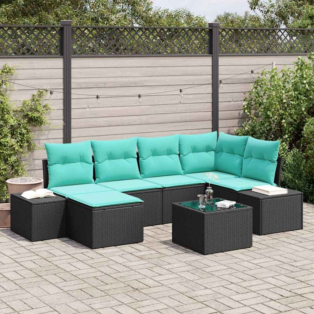 vidaXL Conjunto de sofá de jardín 6 uds. Negro y Turquesa