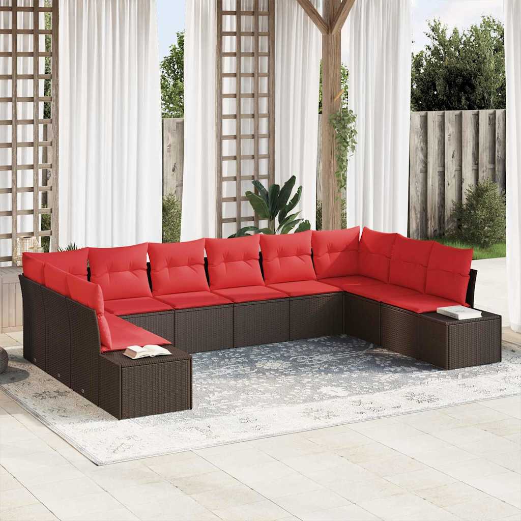 vidaXL Conjunto de sofás de jardín 10 uds. 9-Número de plazas