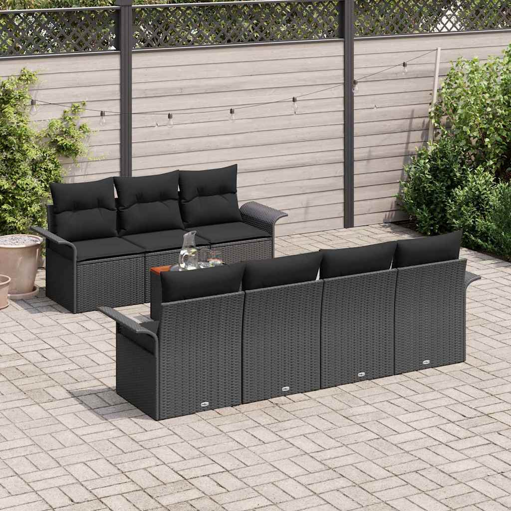 vidaXL Conjunto de sofás de jardín 8 uds. 7-Número de plazas Negro