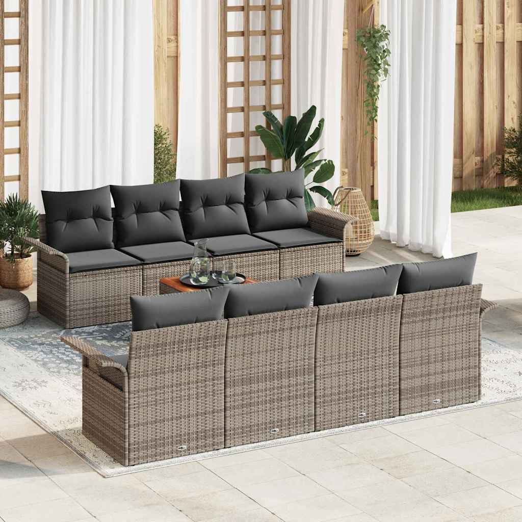 vidaXL Conjunto de sofás de jardín 9 uds. Gris ratán sintético