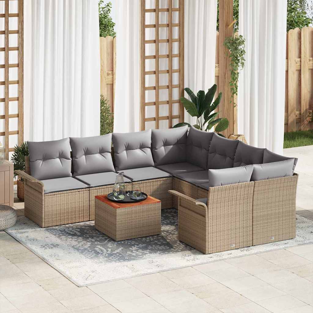 vidaXL Conjunto de sofás de jardín 9 uds. 8-Número de plazas