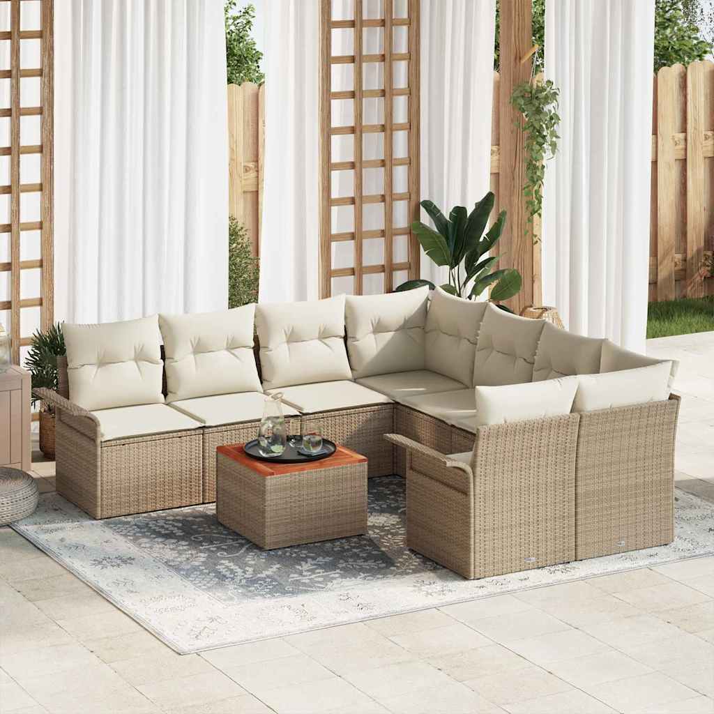 vidaXL Conjunto de sofás de jardín 9 uds. 8-Número de plazas
