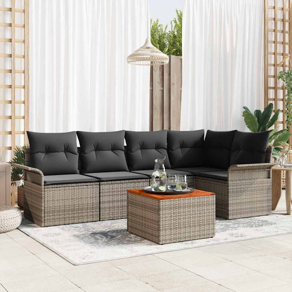 vidaXL Conjunto de sofás de jardín 6 uds. 5-Número de plazas Gris
